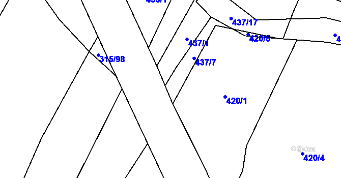 Parcela st. 437/8 v KÚ Tatiná, Katastrální mapa