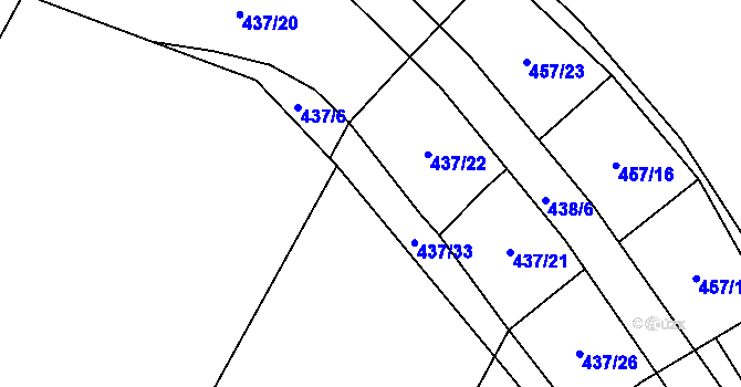 Parcela st. 437/9 v KÚ Tatiná, Katastrální mapa