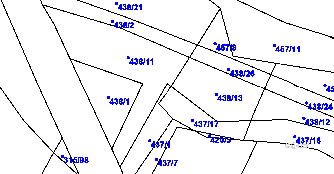 Parcela st. 437/13 v KÚ Tatiná, Katastrální mapa