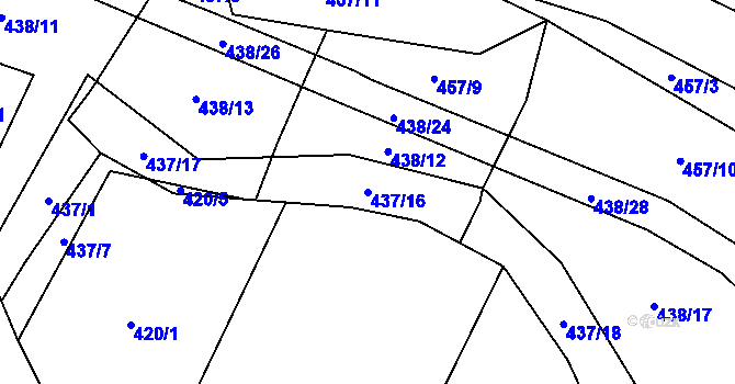 Parcela st. 437/16 v KÚ Tatiná, Katastrální mapa