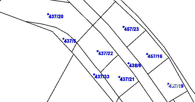 Parcela st. 437/22 v KÚ Tatiná, Katastrální mapa