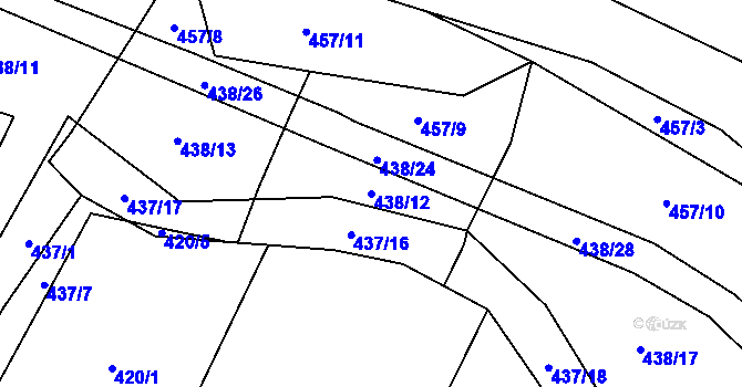 Parcela st. 438/12 v KÚ Tatiná, Katastrální mapa