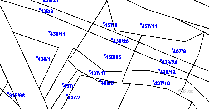 Parcela st. 438/13 v KÚ Tatiná, Katastrální mapa