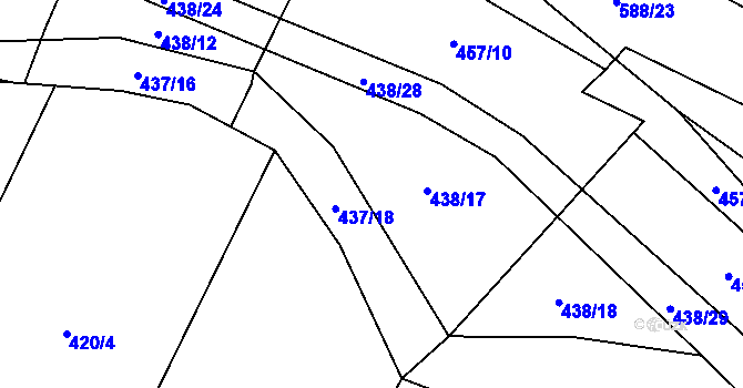 Parcela st. 438/16 v KÚ Tatiná, Katastrální mapa