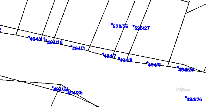 Parcela st. 494/7 v KÚ Tatiná, Katastrální mapa