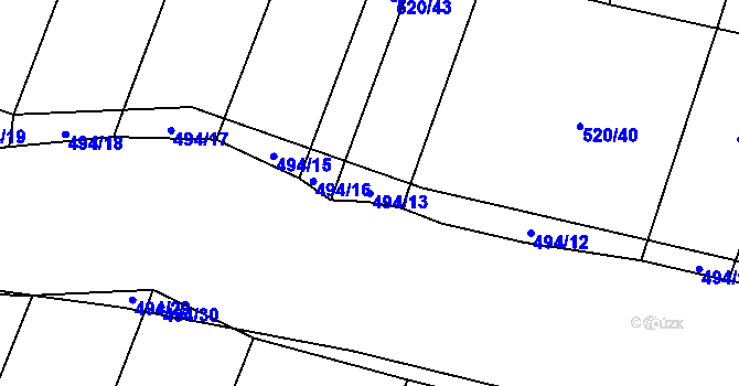 Parcela st. 494/13 v KÚ Tatiná, Katastrální mapa