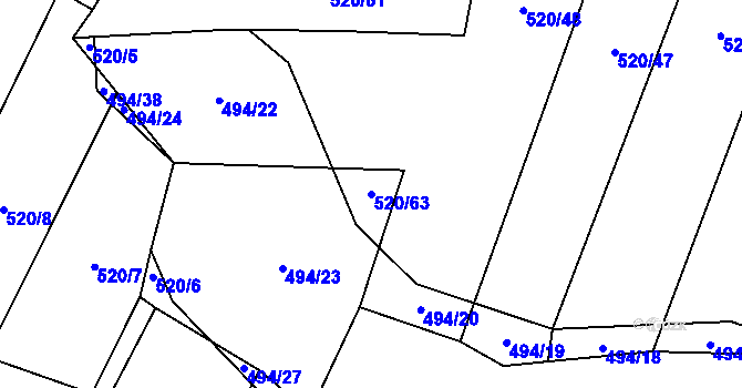 Parcela st. 520/63 v KÚ Tatiná, Katastrální mapa