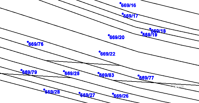 Parcela st. 669/22 v KÚ Tatiná, Katastrální mapa
