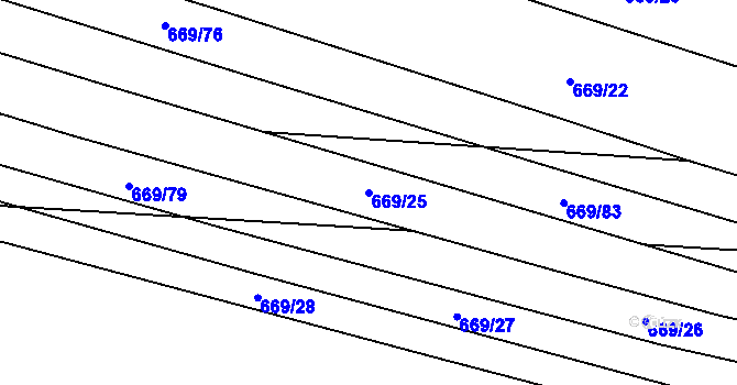 Parcela st. 669/25 v KÚ Tatiná, Katastrální mapa