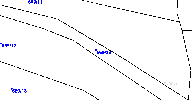 Parcela st. 669/29 v KÚ Tatiná, Katastrální mapa
