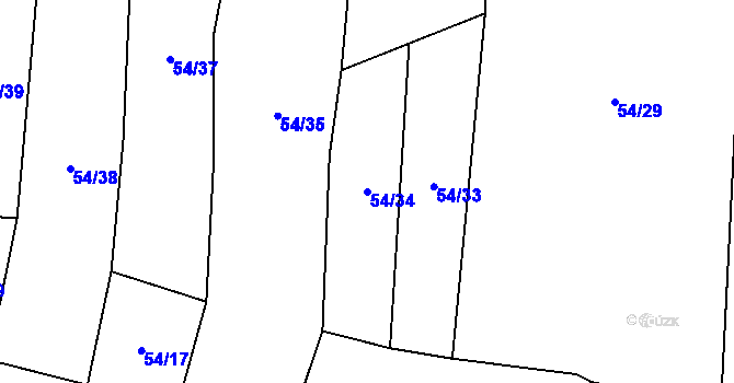 Parcela st. 54/34 v KÚ Tatiná, Katastrální mapa