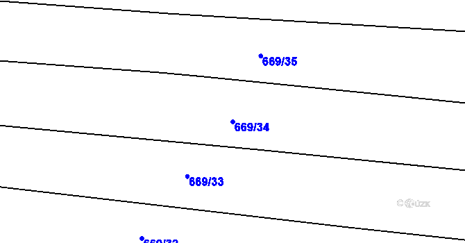 Parcela st. 669/34 v KÚ Tatiná, Katastrální mapa
