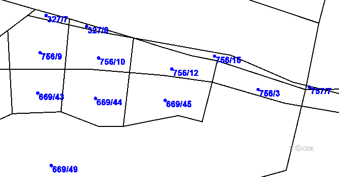Parcela st. 669/46 v KÚ Tatiná, Katastrální mapa