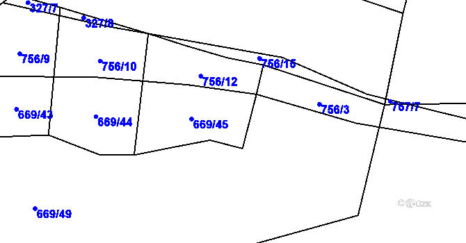Parcela st. 669/47 v KÚ Tatiná, Katastrální mapa