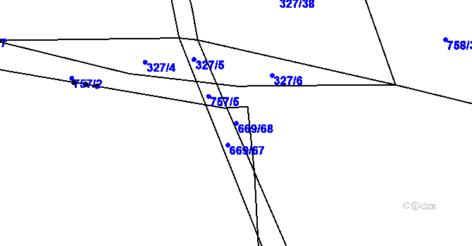 Parcela st. 669/68 v KÚ Tatiná, Katastrální mapa
