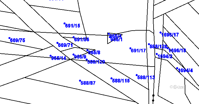 Parcela st. 691/16 v KÚ Tatiná, Katastrální mapa