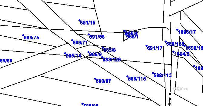 Parcela st. 691/21 v KÚ Tatiná, Katastrální mapa