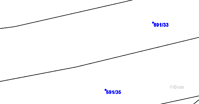 Parcela st. 691/34 v KÚ Tatiná, Katastrální mapa