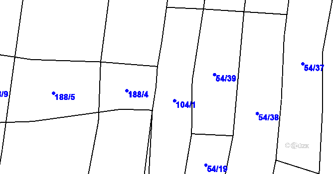 Parcela st. 104/2 v KÚ Tatiná, Katastrální mapa