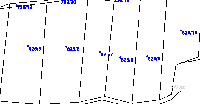 Parcela st. 825/7 v KÚ Tatiná, Katastrální mapa