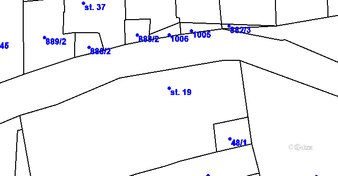 Parcela st. 19 v KÚ Tatiná, Katastrální mapa