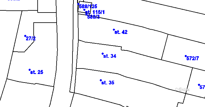 Parcela st. 34 v KÚ Tatiná, Katastrální mapa