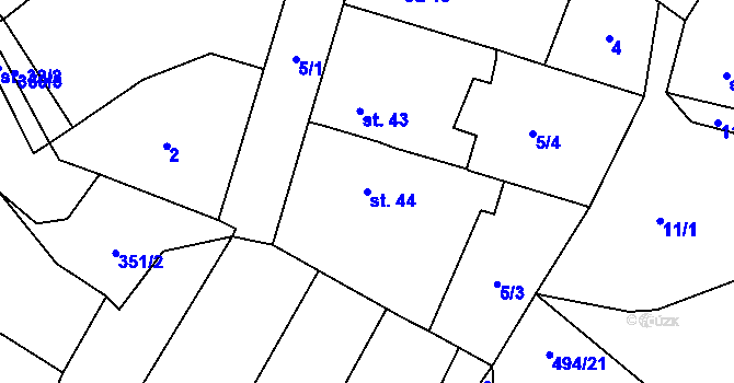 Parcela st. 44 v KÚ Tatiná, Katastrální mapa