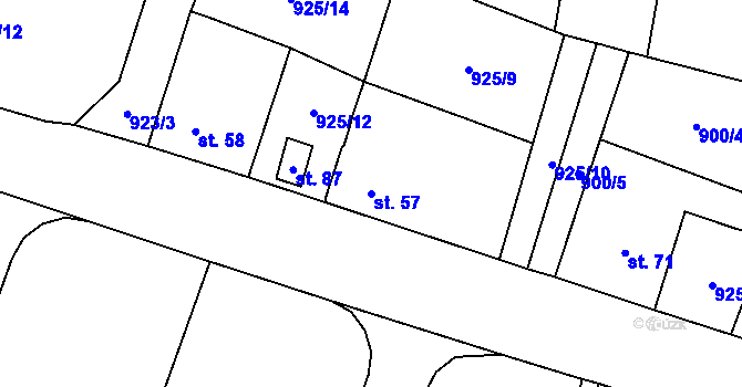 Parcela st. 57 v KÚ Tatiná, Katastrální mapa