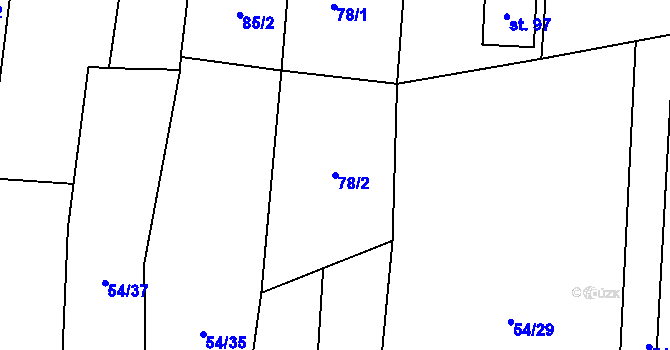 Parcela st. 78/2 v KÚ Tatiná, Katastrální mapa
