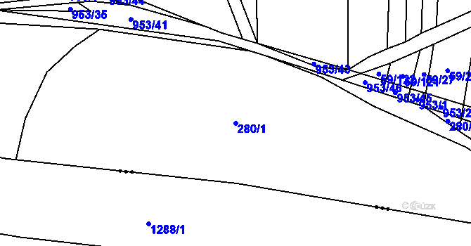 Parcela st. 280/1 v KÚ Tatiná, Katastrální mapa