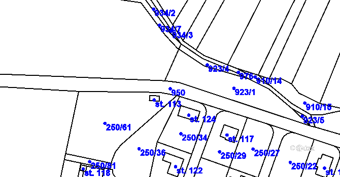 Parcela st. 950 v KÚ Tatiná, Katastrální mapa