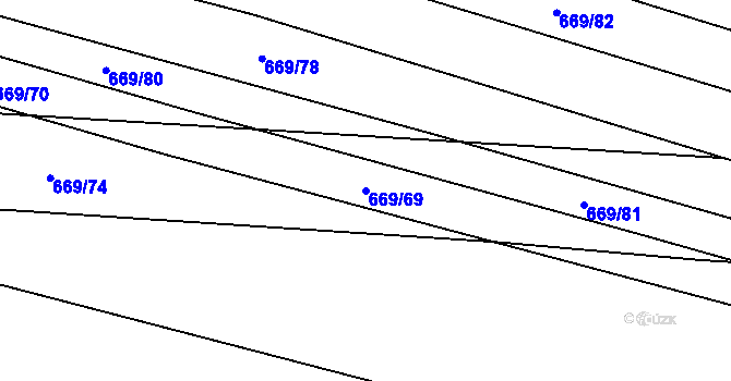 Parcela st. 669/69 v KÚ Tatiná, Katastrální mapa