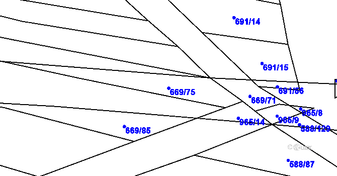 Parcela st. 669/75 v KÚ Tatiná, Katastrální mapa