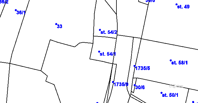 Parcela st. 54/1 v KÚ Žilov, Katastrální mapa