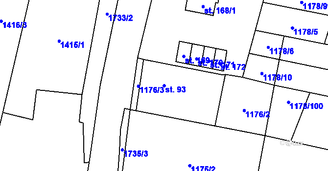 Parcela st. 93 v KÚ Žilov, Katastrální mapa