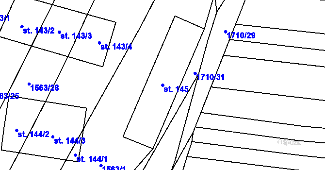 Parcela st. 145 v KÚ Žilov, Katastrální mapa