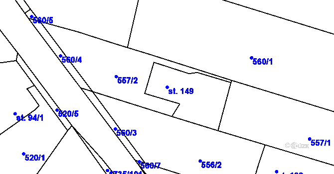 Parcela st. 149 v KÚ Žilov, Katastrální mapa
