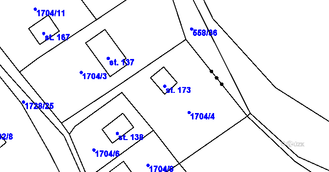 Parcela st. 173 v KÚ Žilov, Katastrální mapa