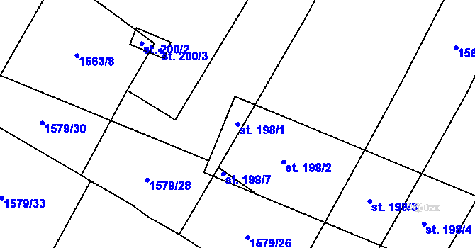 Parcela st. 198/1 v KÚ Žilov, Katastrální mapa