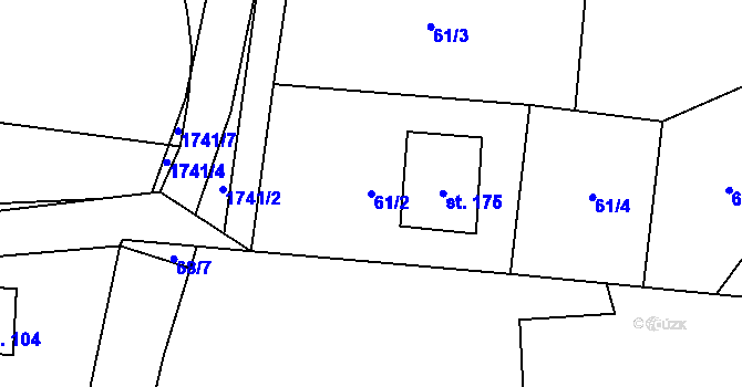 Parcela st. 61/2 v KÚ Žilov, Katastrální mapa