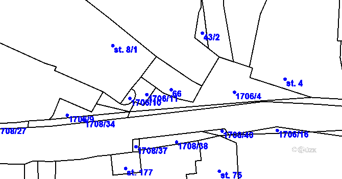 Parcela st. 66 v KÚ Žilov, Katastrální mapa