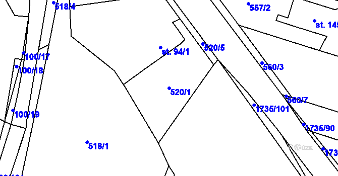 Parcela st. 520/1 v KÚ Žilov, Katastrální mapa