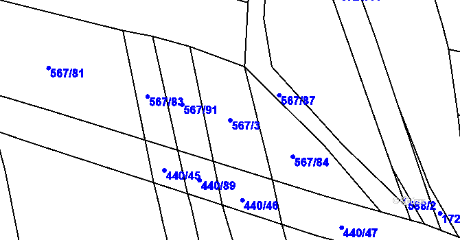 Parcela st. 567/3 v KÚ Žilov, Katastrální mapa