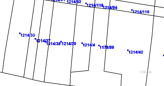 Parcela st. 1214/4 v KÚ Žilov, Katastrální mapa