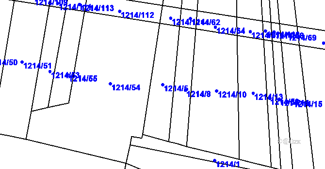 Parcela st. 1214/5 v KÚ Žilov, Katastrální mapa