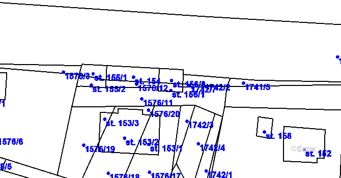 Parcela st. 156/2 v KÚ Žilov, Katastrální mapa