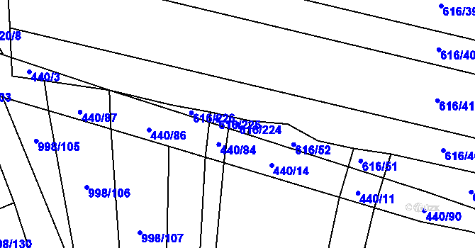 Parcela st. 616/224 v KÚ Žilov, Katastrální mapa