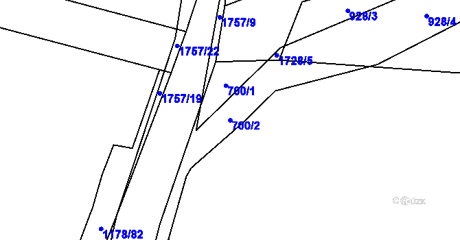 Parcela st. 700/2 v KÚ Žilov, Katastrální mapa