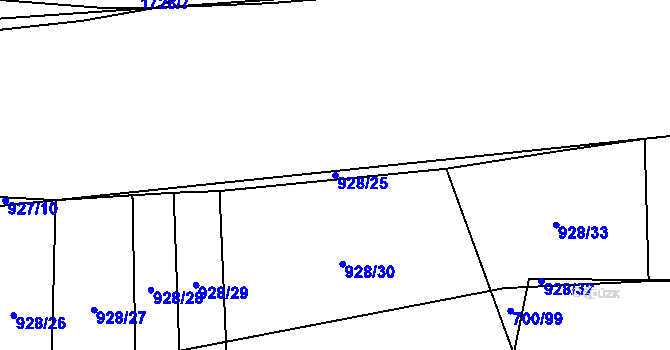 Parcela st. 928/25 v KÚ Žilov, Katastrální mapa