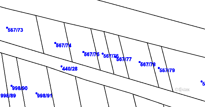 Parcela st. 567/76 v KÚ Žilov, Katastrální mapa